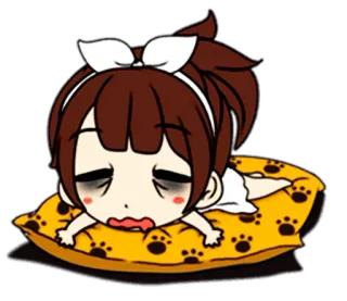 👸 śpiący, zmęczony, chibi, anime, kreskówka, wyczerpany, leżący, smutny telegram sticker