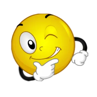 😉 Emoji, Zwinkern, Denken, Gelb, Cartoon telegram sticker