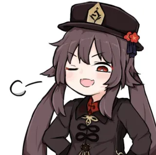 😏 Hu Tao Genshin Impact Anime, Jogo, Hu Tao, Genshin Impact, Personagem, fofo, piscadela telegram sticker