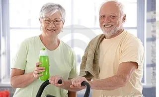 👫 Hide the Pain Harold elderly, exercise, fitness, couple, stock photo, Harold telegram sticker