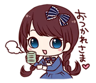 😀 애니메이션, 귀여운, 소녀, 만화, 일러스트 telegram sticker