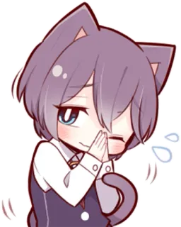 🙇 chat, animé, mignon, chibi, kawaii, dessin animé, neko telegram sticker