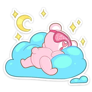 😴 oso, durmiendo, nube, luna, estrellas, lindo, sueño, adormilado telegram sticker