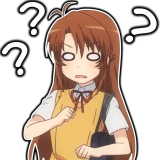 😣 Anime, Gadis, Tanda tanya, Bingung, Seragam sekolah, Kartun telegram sticker