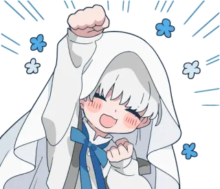 ✊ anime, lindo, personaje, feliz, ilustración telegram sticker