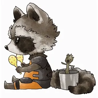 🕺 Rocket Raccoon Guardians of the Galaxy Rocket Raccoon, Groot, Marvel, Guardians of the Galaxy, cartoon, cute telegram sticker