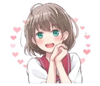🥰 anime girl, smiling, hearts, cute, cartoon whatsapp sticker