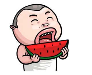 🤤 Dibujos animados, Comiendo, Sandía, Comida, Feliz, Verano whatsapp sticker