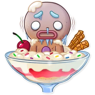 🥶 sobremesa, sorvete, pão de gengibre, congelado, cereja, doce, frio telegram sticker