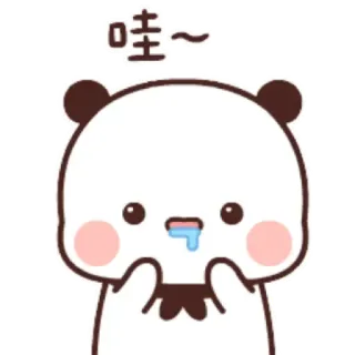 💟 哇～ panda, fofo, kawaii, emoji, adesivo telegram sticker
