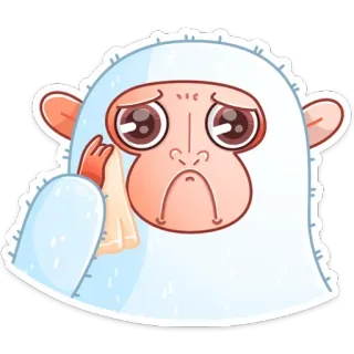 😢 грустный, плачущий, мультяшный, обезьяна, эмодзи, стикер telegram sticker