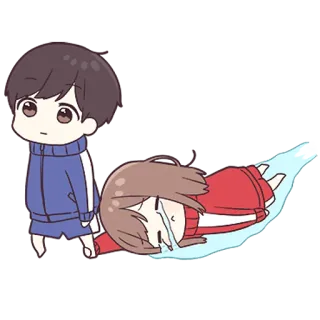 ❤️ anime, chibi, sad, crying, tearful, cartoon whatsapp sticker
