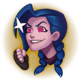 😃 Jinx League of Legends Jinx, League of Legends, LOL, Videogioco, Personaggio, Espressione, Faccia, Ritratto telegram sticker