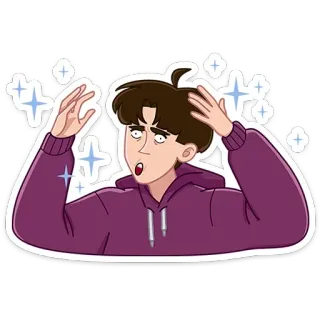 😯 การ์ตูน, สติกเกอร์, คน, ประกาย, เซอร์ไพรส์ telegram sticker