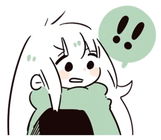 ‼️ Anime, Fille, Exclamation, Mignon, Choqué, Illustration telegram sticker