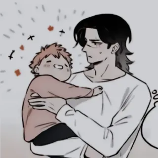🩹 mężczyzna, dziecko, kreskówka, rodzina, anime, słodki, ilustracja telegram sticker