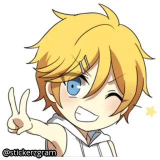 ✌️ @stickerzgram Аниме, Мультфильм, Чиби, Милый, Знак мира, Stickerzgram telegram sticker