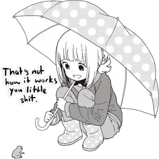☝ That is not how it works you little shit. umbrella, anime, manga, girl, rain telegram sticker