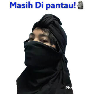 🧐 Masih Dipantau! mężczyzna, czarna maska, indonezyjski, mem telegram sticker