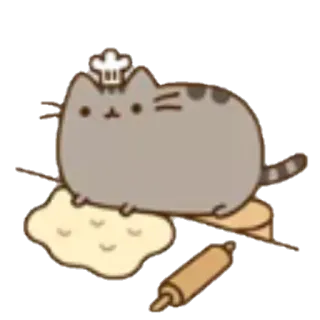👨‍🍳 Pusheen gato, chef, cocina, repostería, postre, dibujos animados whatsapp sticker
