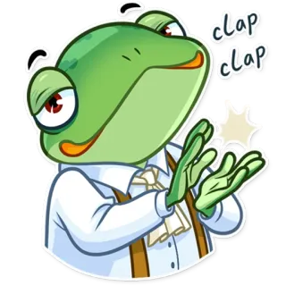 👏 clap clap กบ, ปรบมือ, เสียงปรบมือ, การเฉลิมฉลอง, การ์ตูน, สัตว์ telegram sticker