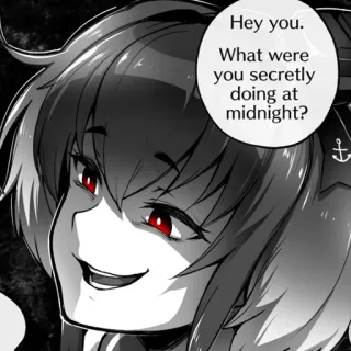 😏 Hey you. What were you secretly doing at midnight? Anime, Chica, Medianoche, Pregunta, Secreto, Manga telegram sticker