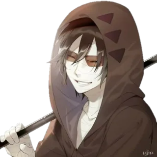 😁 Zack Angels of Death Anime, Personaggio, Sorriso, Felpa con cappuccio telegram sticker