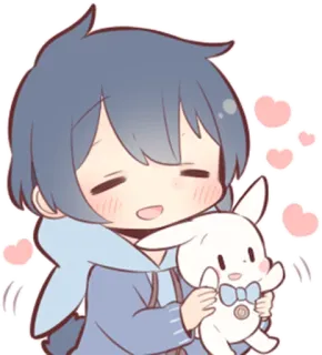 🐰 Аниме, Чиби, Милый, Обнимашки, Персонаж, Мультфильм, Аниме персонаж telegram sticker
