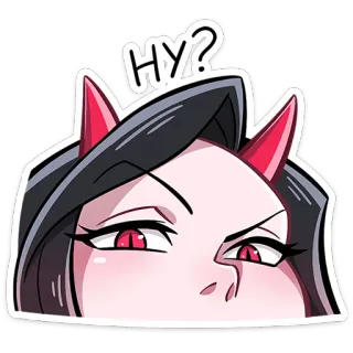 🤨 HY? 悪魔, アニメ, 漫画, 質問, ステッカー, 悪魔 telegram sticker