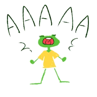 😱 AAAAA rana, urlo, arrabbiato, cartone animato, disegno, urlare whatsapp sticker
