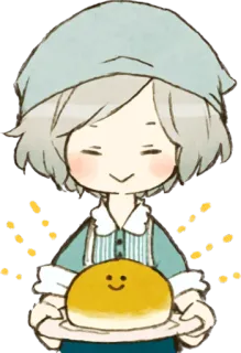 😉 выпечка, чиби, еда, милый, хлеб telegram sticker