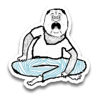 👨 enfadado, dibujos animados, hombre, expresión, sentado whatsapp sticker