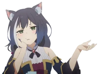 ❤️ anime, kattenoren, meisje, verveeld, teleurgesteld, anime meisje, personage, illustratie whatsapp sticker