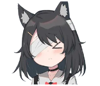 😣 Anime, Katmeisje, Gewond, Ooglap, Leuk, Kawaii telegram sticker