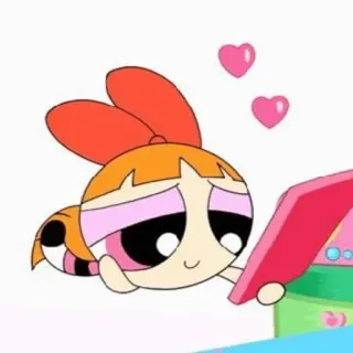 🍭 Blossom Powerpuff Girls dibujos animados, animación, mono, Bombón, Las Chicas Superpoderosas, corazón telegram sticker