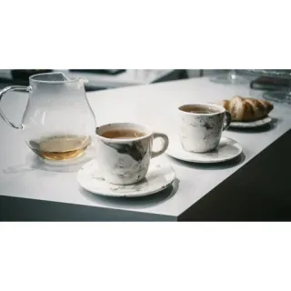 ☕ chá, xícara, bebida, mármore, café da manhã, pastelaria, mesa whatsapp sticker