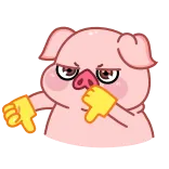 👎 pig, dislike, thumbs down, cartoon, animal, negative telegram sticker