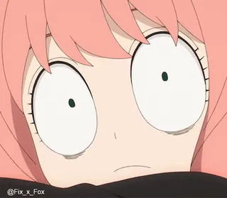😬 Anya Forger Spy x Family Anime, Mädchen, geschockt, Augen, rosa Haare, Cartoon telegram sticker