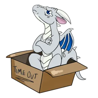 🥺 TIME OUT 龙, 盒子, 暂停, 卡通, 悲伤, 可爱 whatsapp sticker