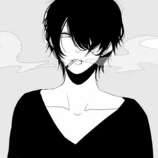 🚬 Fumo, Anime, Monocromatico, Sigaretta, Arte, Cartone animato telegram sticker