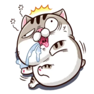 😵 猫, ステッカー, 漫画, 悲しい, 泣く, 動物 telegram sticker