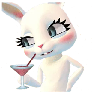 🍸 зайчик, коктейль, кролик, напиток, животное whatsapp sticker