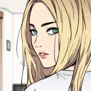 🎐 Anime, Dibujos animados, Mujer, Rubia, Chica, Retrato telegram sticker
