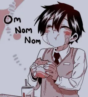 🖤 Om Nom Nom essen, burger, niedlich, anime, manga, sandwich whatsapp sticker