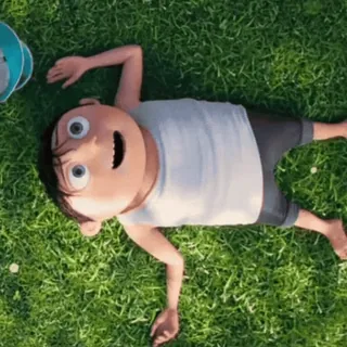 🍌 cartoon, animation, boy, grass, happy telegram sticker