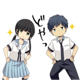 ✨ どやっ Anime, Đồng phục học sinh, Phim hoạt hình, Lời chào, Văn bản, Nhân vật telegram sticker