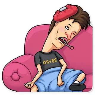 😷 больной, болен, температура, термометр, мультфильм telegram sticker