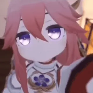🔗 Yae Miko Genshin Impact Anime, Genshin Impact, Yae Miko, Gra wideo, Różowe włosy, Uszy whatsapp sticker