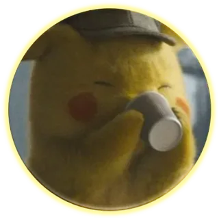 ☕️ Pikachu Detective Pikachu pikachu, detetive, café, pokemon, amarelo, fofo, animado telegram sticker