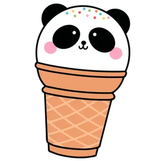 🐼 Panda, Glace, Mignon, Kawaii, Dessert, Animal whatsapp sticker